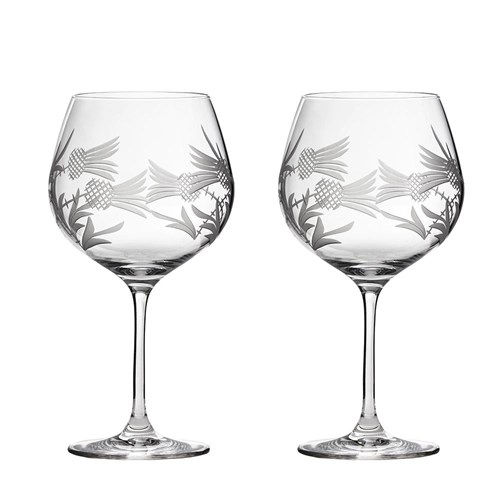 Flower of Scotland 2 Gin and Tonic Copa Glasses 210mm (Gift Boxed) Royal Scot Crystal